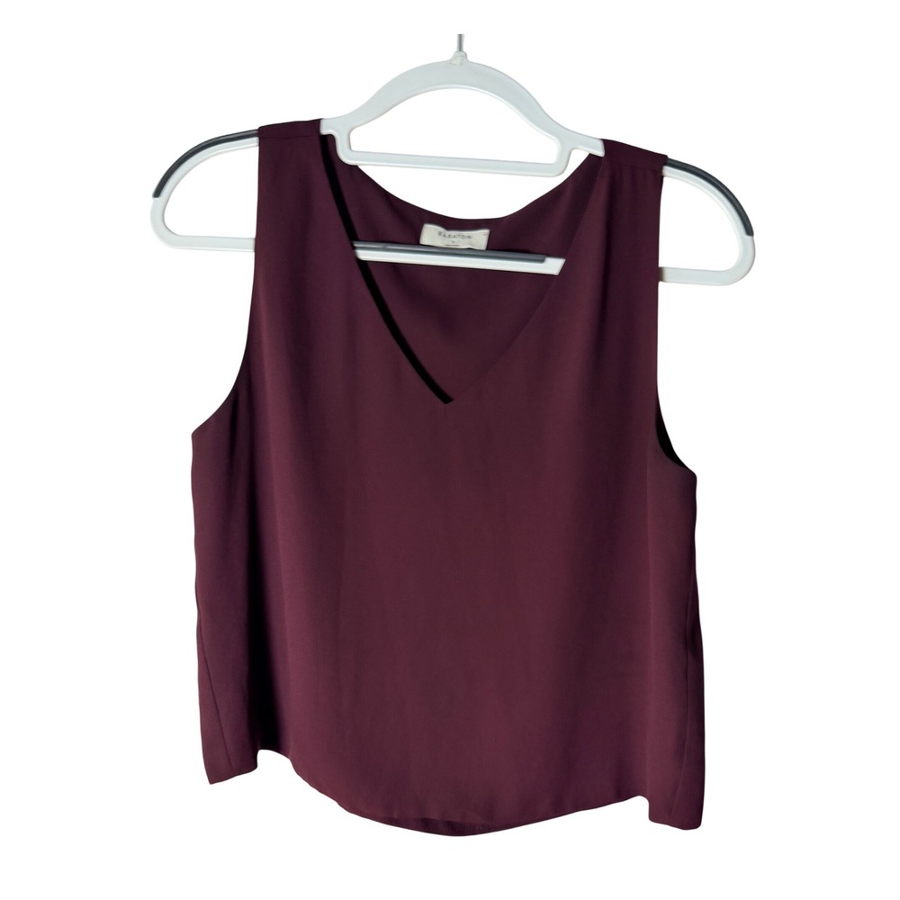 Babaton Murphy V-Neck Sleeveless Blouse Burgundy Size S